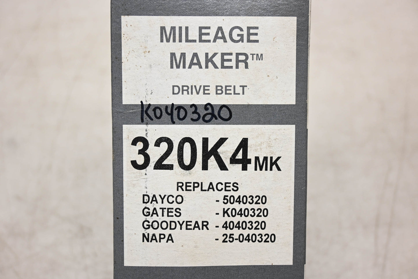 Mileage Maker 320K4MK, 5040320, 4PK0815 Serpentine Belt NOS