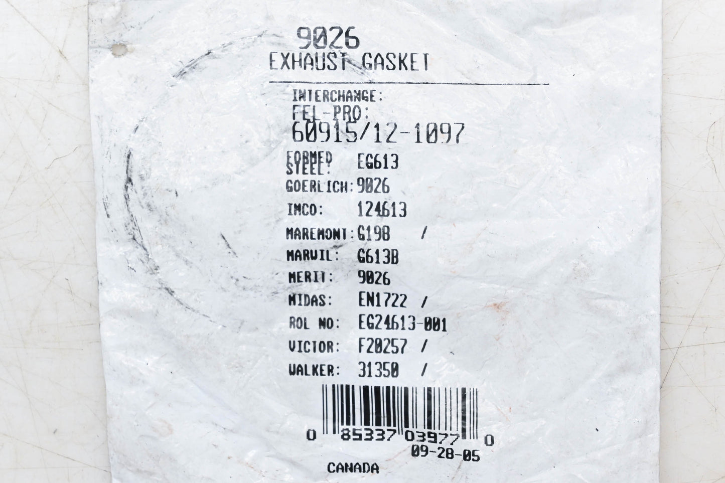 Aftermarket 9026, 60915, 31350 Exhaust Pipe Flange Gasket NOS