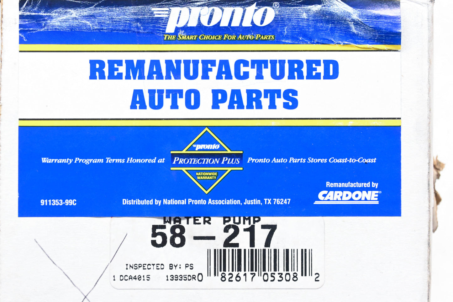 Pronto 58-217, D8EE-BA Remanufactured Water Pump Kit NOS