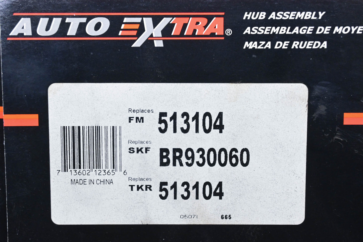 Auto Extra 513104, BR930060 Wheel Bearing & Hub Assembly NOS