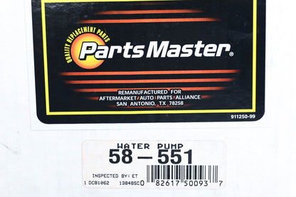 Parts Master 58-551 Water Pump Assembly