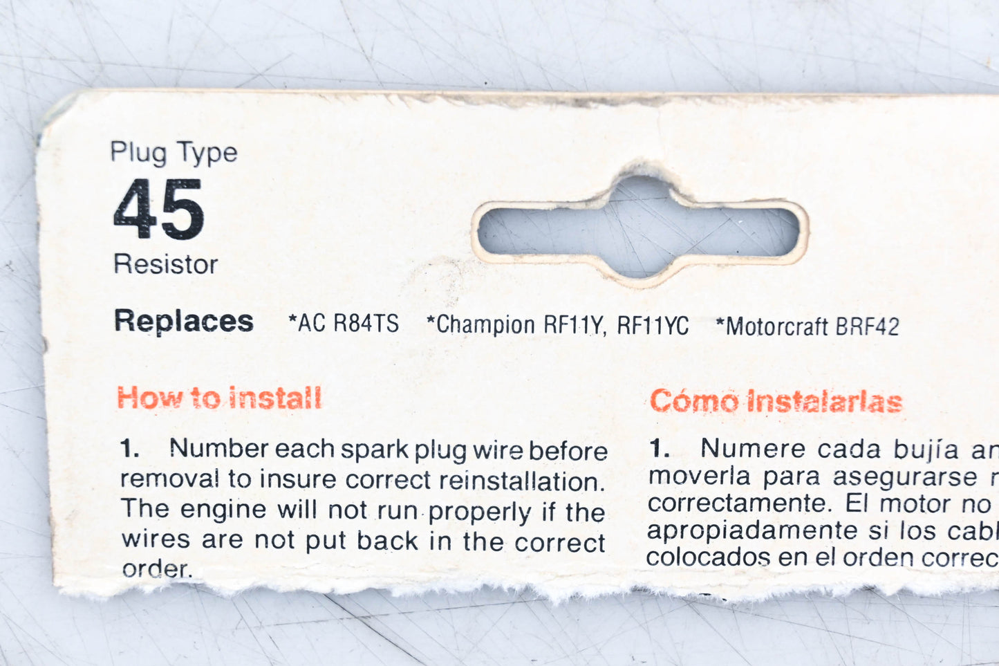 Autolite 45, R84TS, RF11YC Copper Resistor Spark Plugs Qty 2 NOS