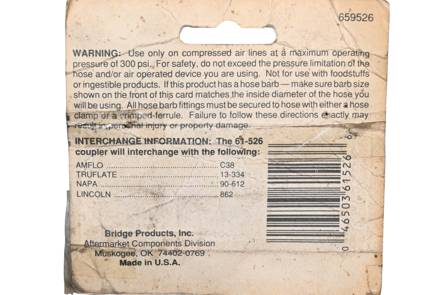 Camel 61-526 Type B Female Quick Coupler NOS