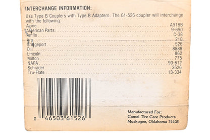 Camel 61-526 Type B Female Quick Coupler NOS
