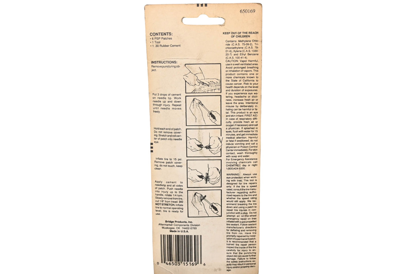 Camel 15-169 Tubeless Tire Repair Kit NOS