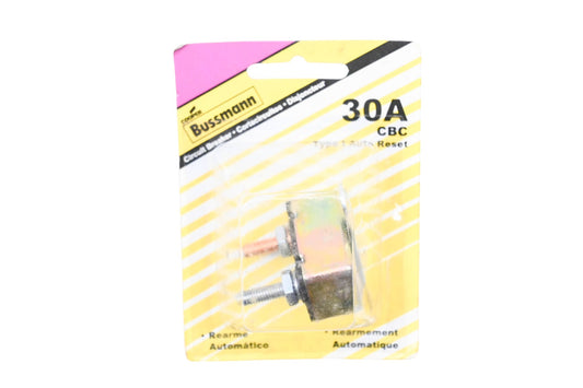 Cooper BP/CBC-30B-RP, CBC-30B Bussmann 30 Amp Auto Reset Circuit Breaker NOS
