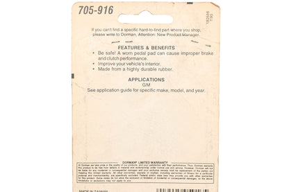 Dorman 705-916 Brake & Clutch Pedal Pad NOS