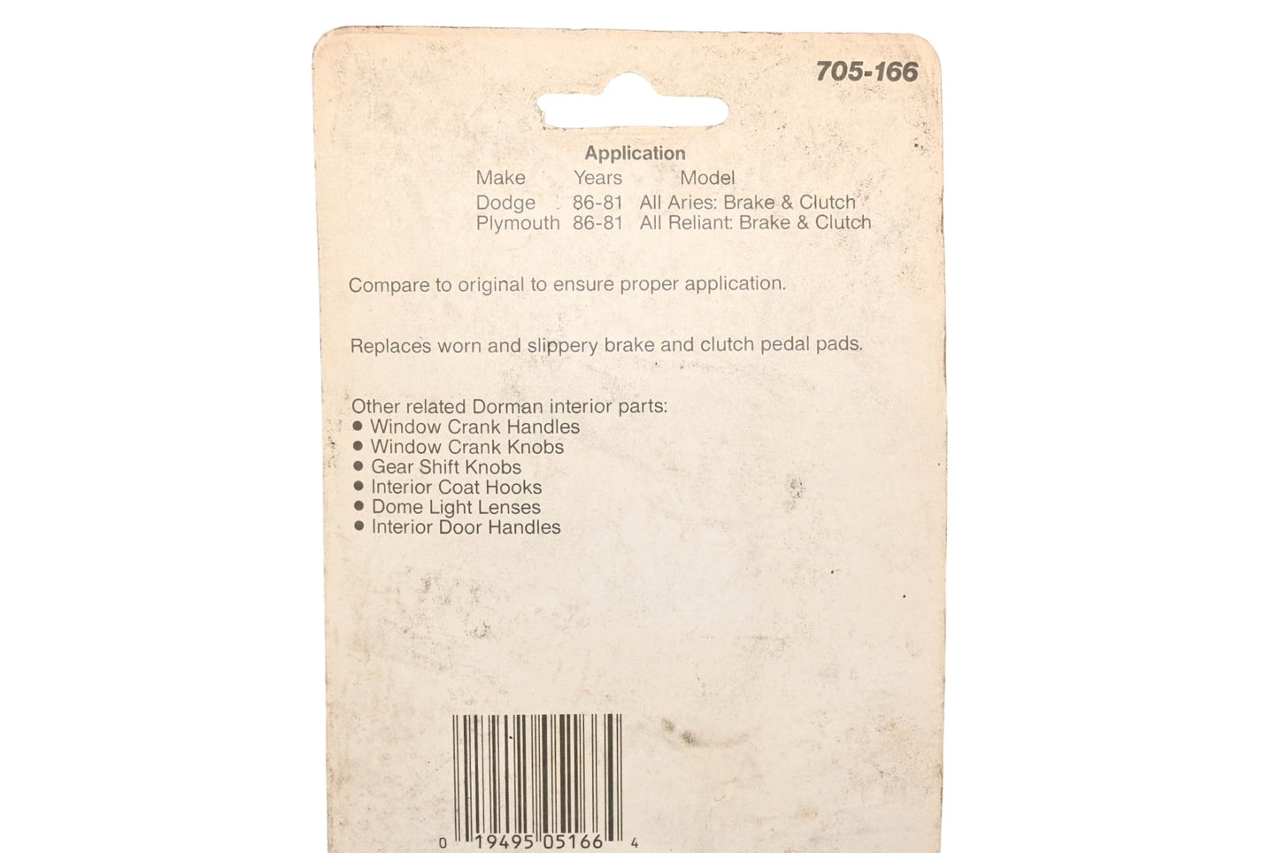 Dorman 705-166 Brake & Clutch Pedal Pad NOS