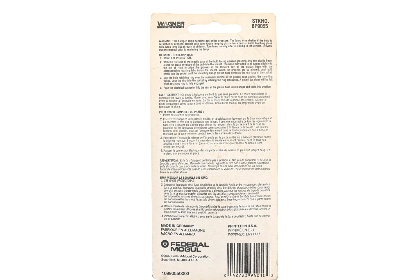 Wagner BP9055, 9055 Fog Light Bulb NOS