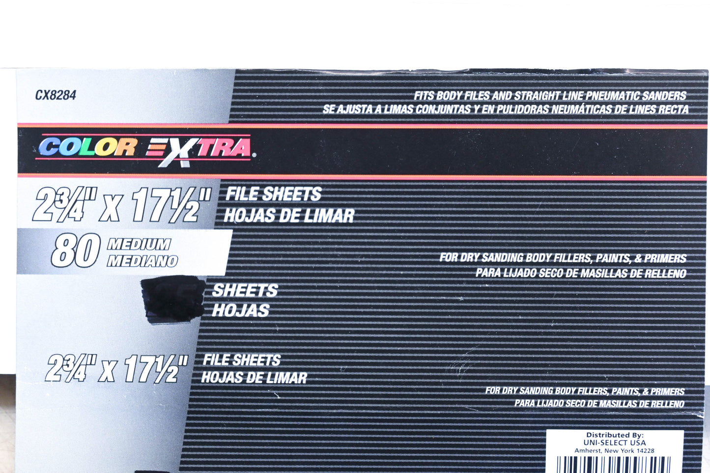 Color Extra CX8284 2-3/4" x 17-1/2" File Sheets 80 Grit Qty 7 NOS