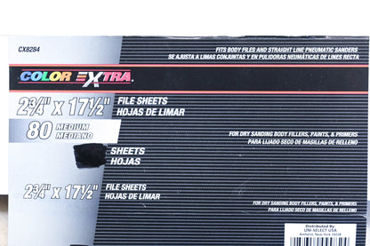 Color Extra CX8284 2-3/4" x 17-1/2" File Sheets 80 Grit Qty 7 NOS
