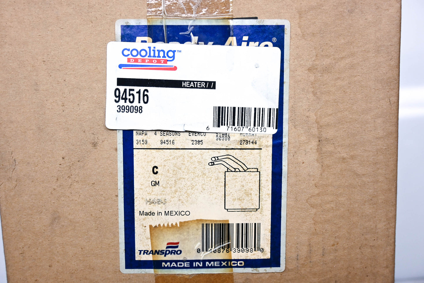 Cooling Depot 94516, 399098, 854807 Ready-Aire Heater Core