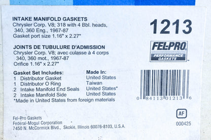 Fel-Pro 1213 Intake Manifold Gasket Kit NOS