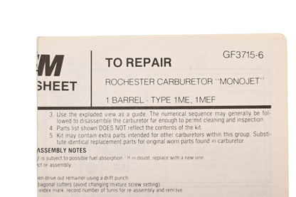 Hygrade 1583 Carburetor Repair Kit NOS