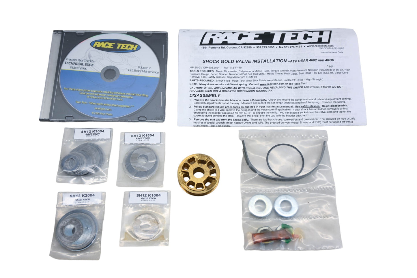 Race Tech SMGVQR4602, SMGV QR4602 Gold Valve Shock System Kit NOS