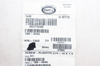 Toro 108-4946 Plastite Screw NOS