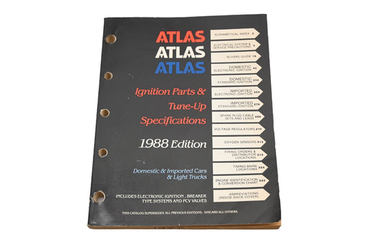 Atlas A-1002 1988 Ignition Parts & Tune-Up Specifications Catalog