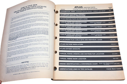 Atlas A-1002 1988 Ignition Parts & Tune-Up Specifications Catalog