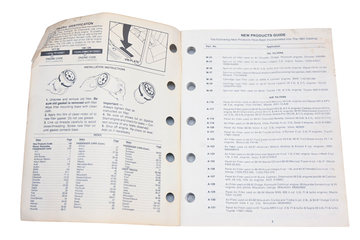 Atlas YF015-23 1991 Filter Application Catalog