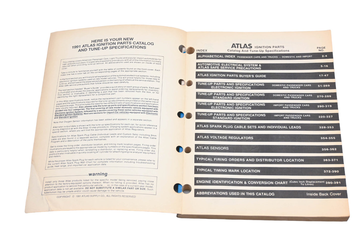 Atlas A-1005 1991-92 Ignition Parts & Tune-Up Specifications Catalog