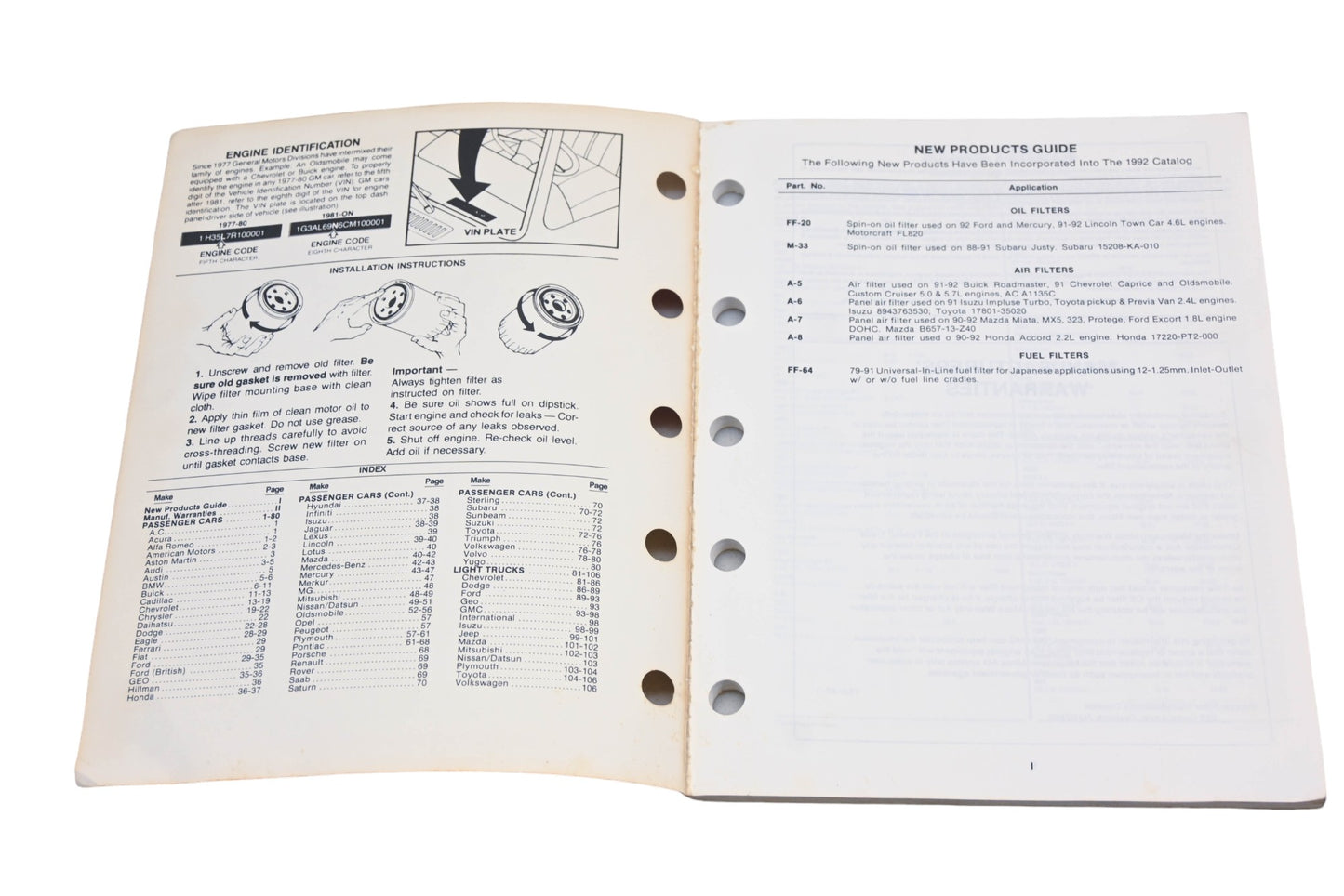 Atlas YF015-25 1992 Filter Application Catalog