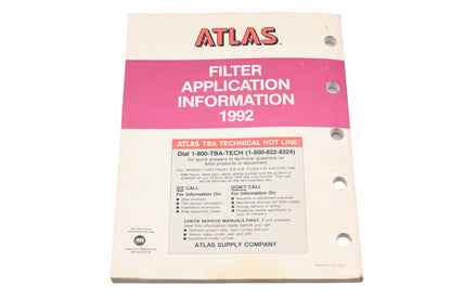 Atlas YF015-25 1992 Filter Application Catalog