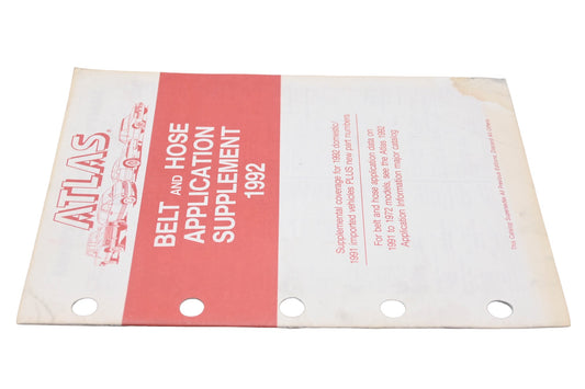 Atlas 2360 (6-92), 2360 1992 Belt & Hose Application Supplement