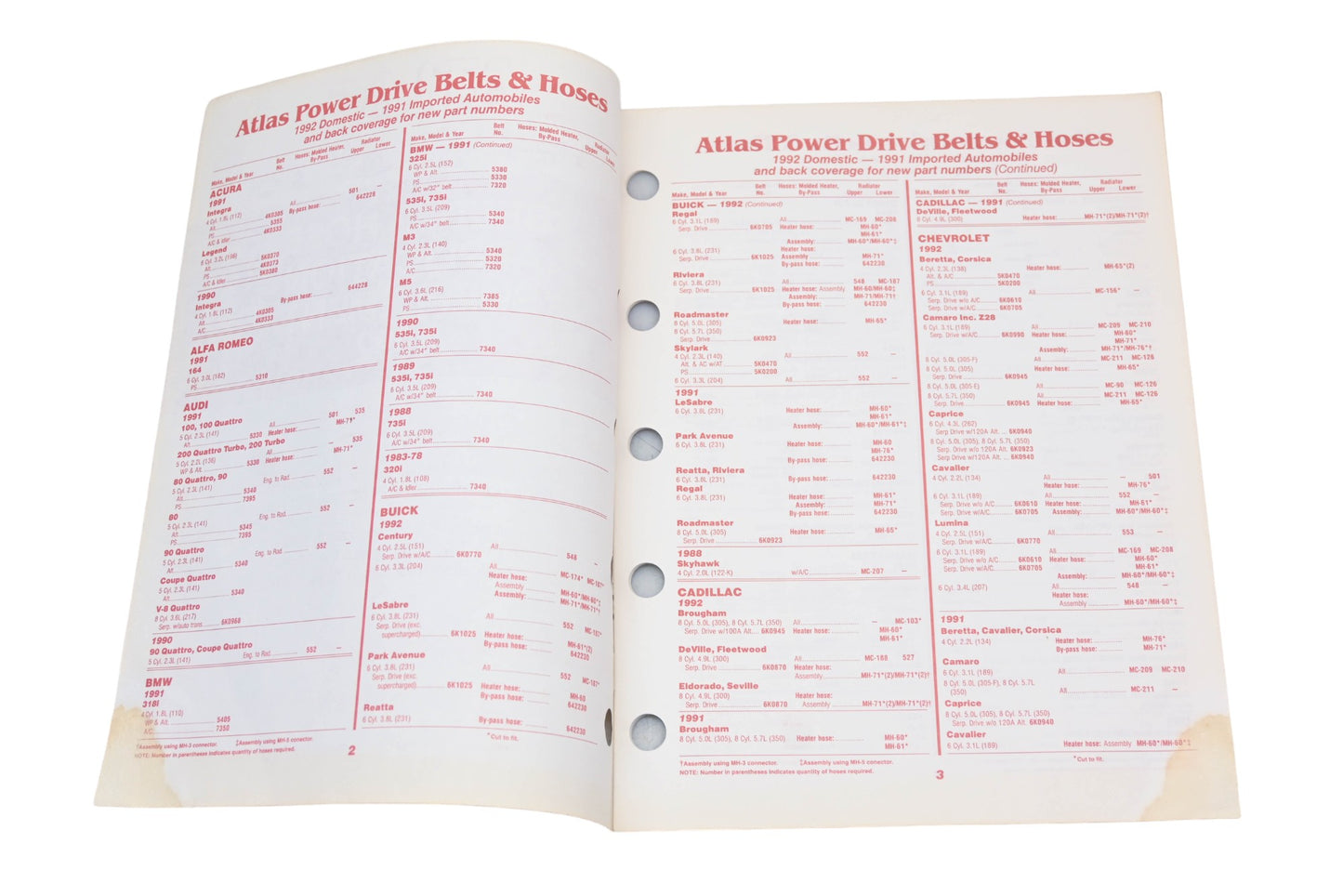Atlas 2360 (6-92), 2360 1992 Belt & Hose Application Supplement