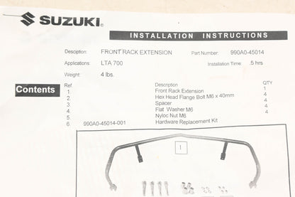 New OEM Suzuki 990A0-45014 Front Rack Extension Kit NOS