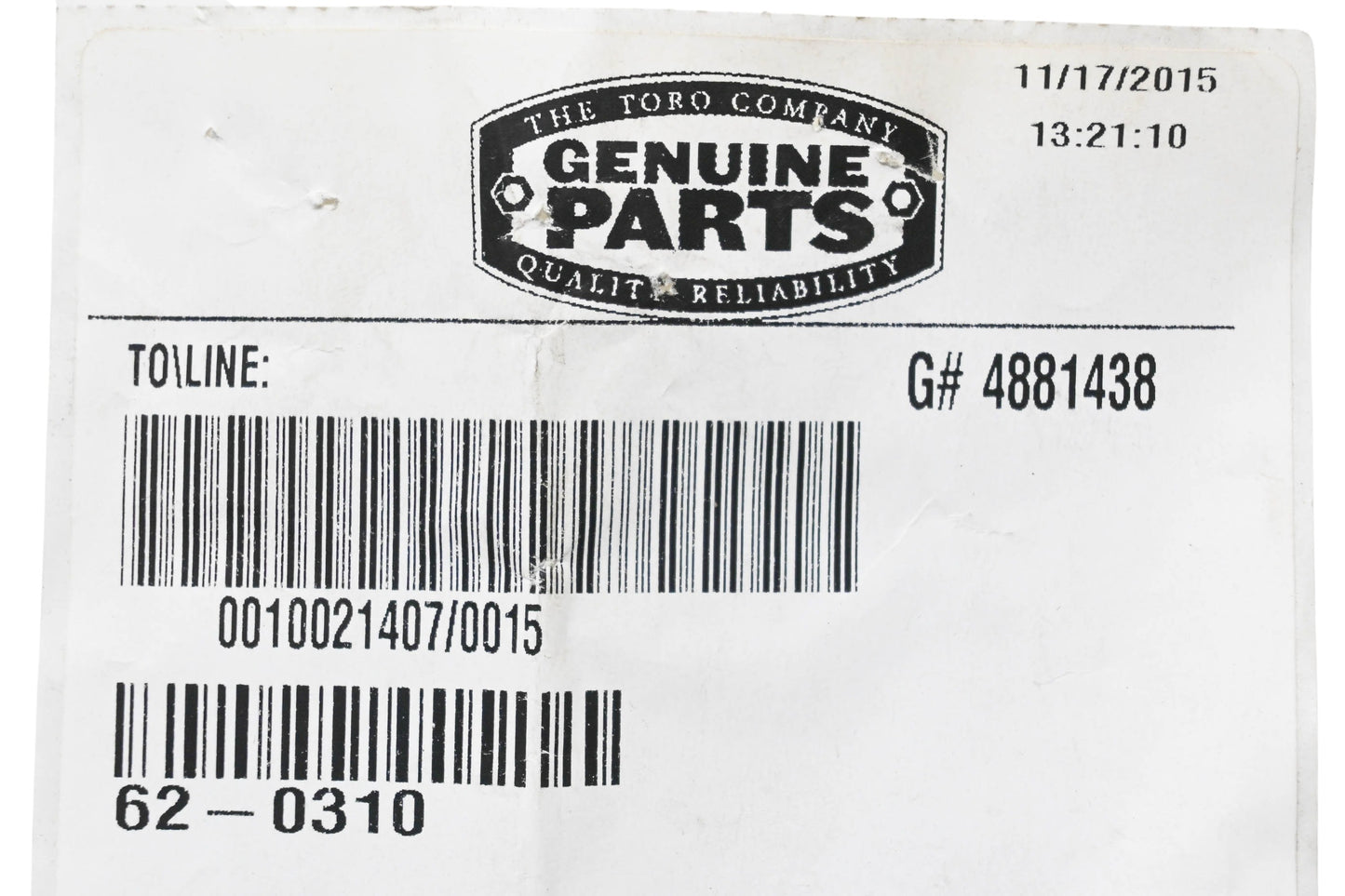 Toro 62-0310 Shift Key NOS