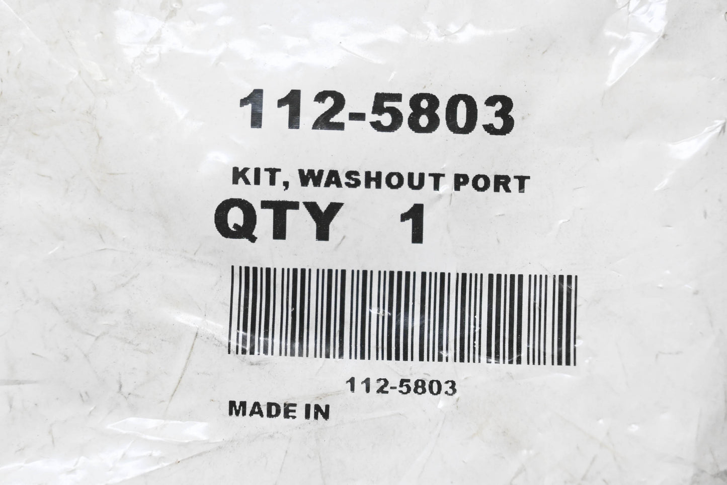 Toro 112-5803 Washout Port Kit NOS