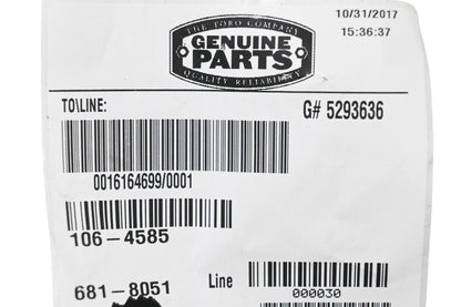 Toro 106-4585 Chute Gear Cover NOS
