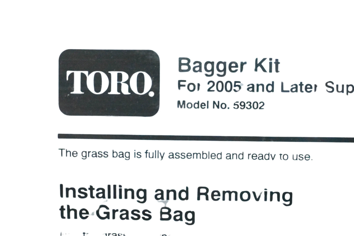Toro 59302, 107-3789 Bagger Kit NOS