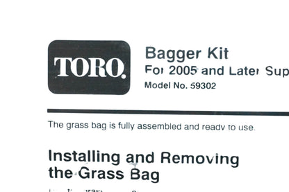 Toro 59302, 107-3789 Bagger Kit NOS