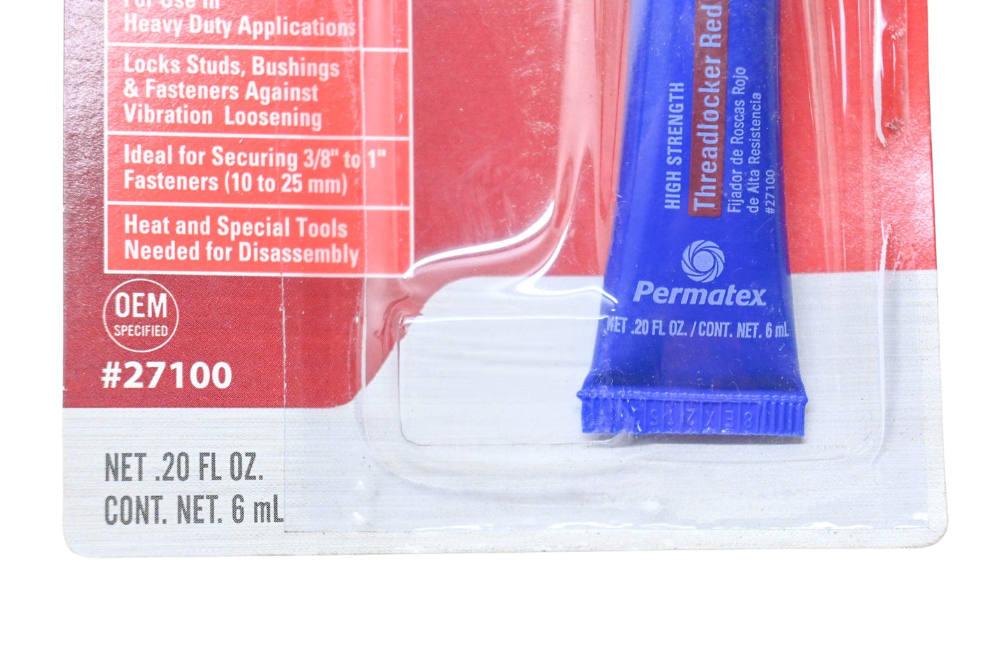 Permatex 27100, 765-1141 High Strength Threadlocker Red NOS
