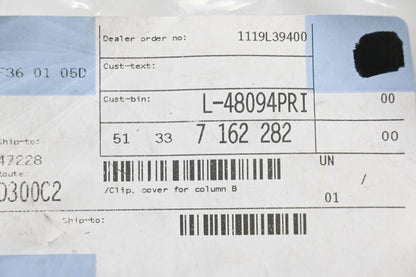 New OEM BMW 51 33 7 162 282 Clip for B-Pillar Mouldings Qty 2 NOS