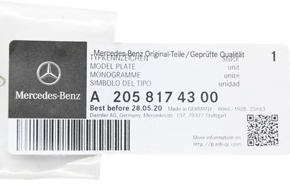 New OEM Mercedes-Benz 205 817 43 00 Model Plate NOS