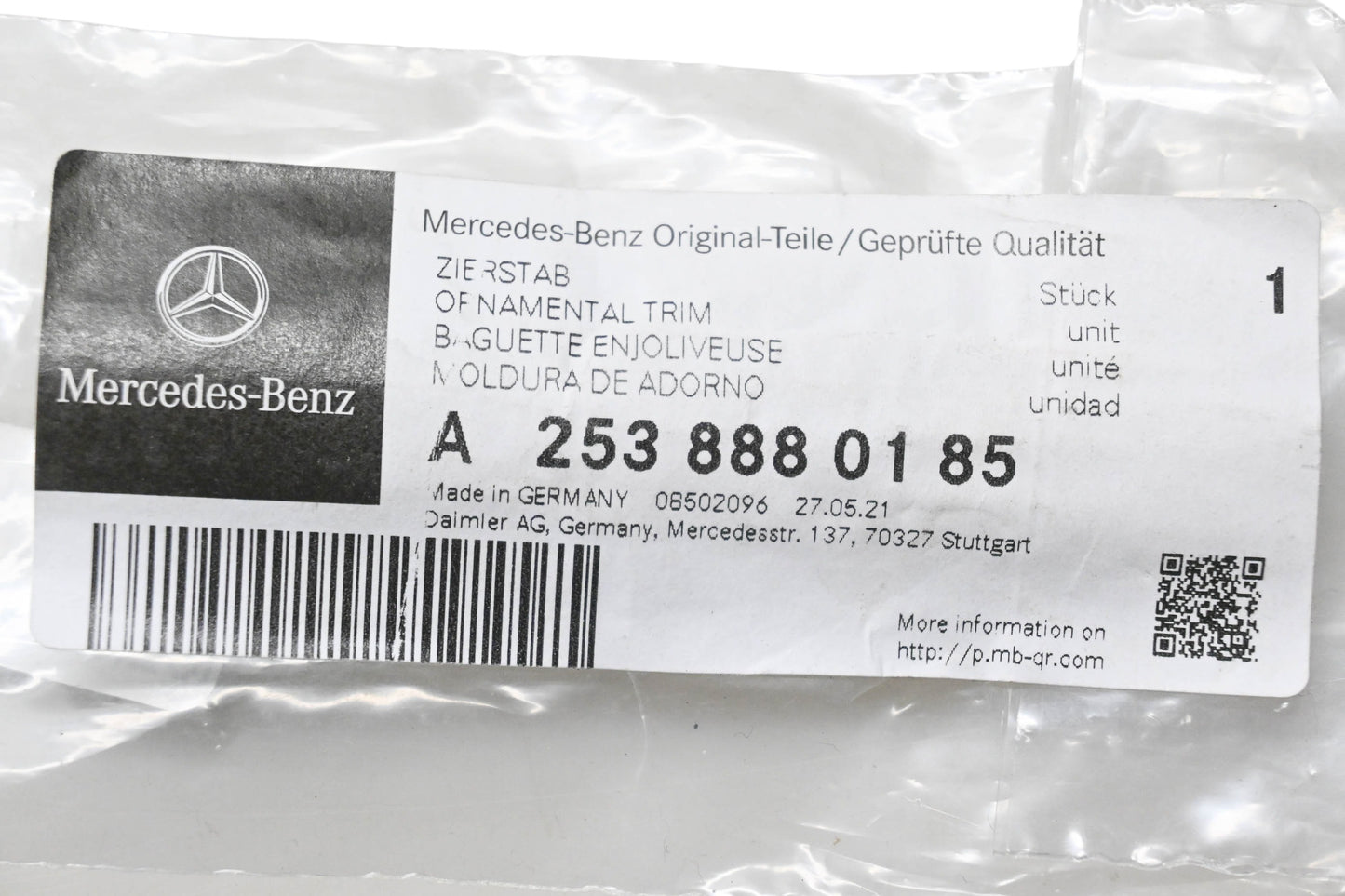 New OEM Mercedes-Benz 253 888 01 85 Ornamental Trim NOS