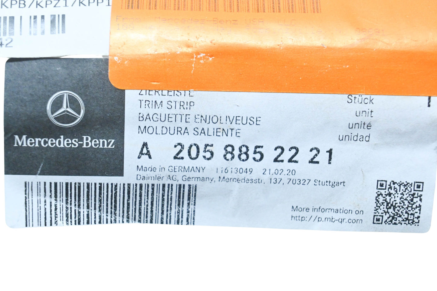 New OEM Mercedes-Benz 205 885 22 21 Trim Strip NOS