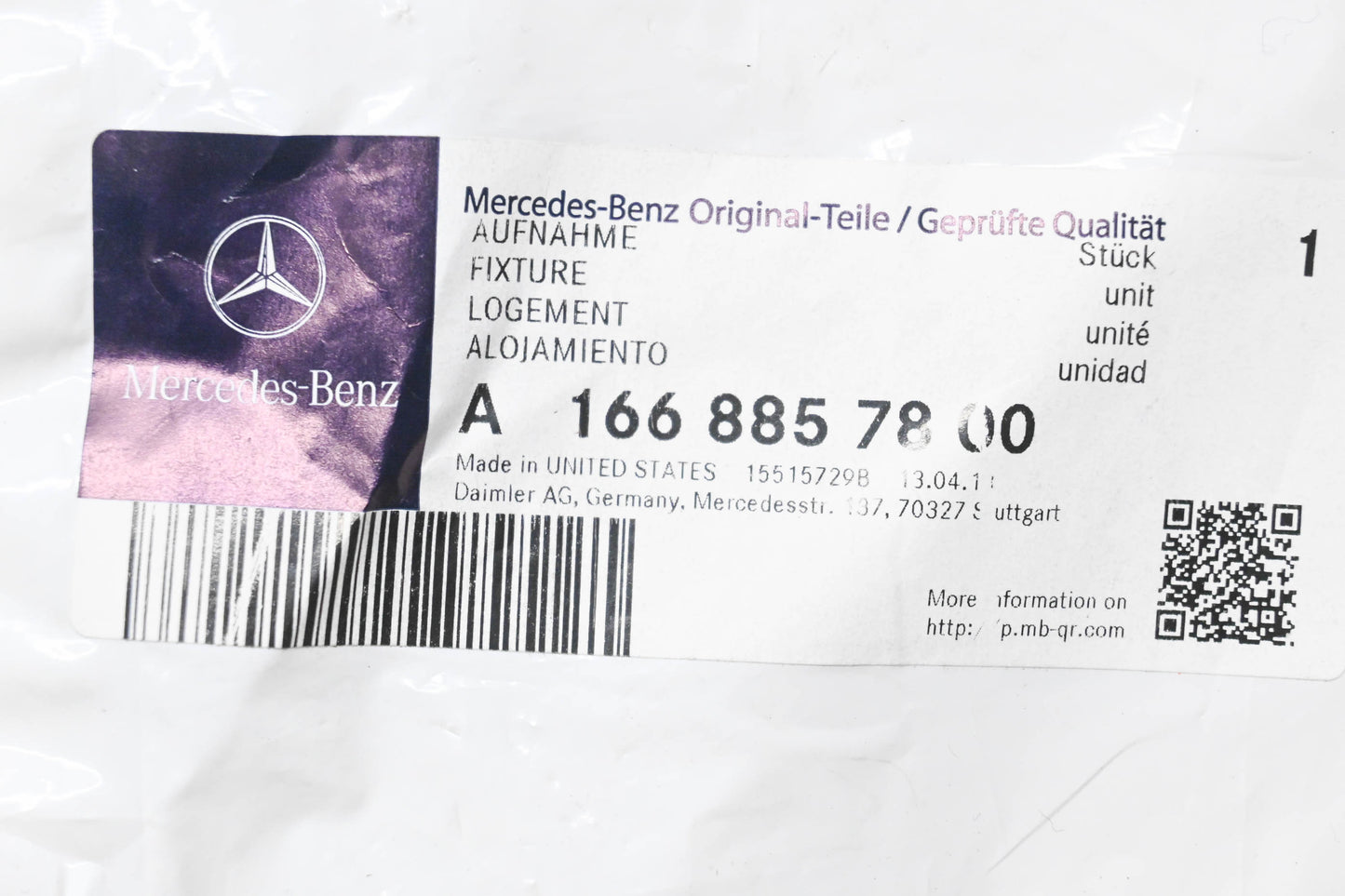 New OEM Mercedes-Benz 166 885 78 00 Fixture NOS
