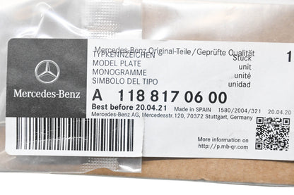New OEM Mercedes-Benz 118 817 06 00 Model Plate AMG NOS