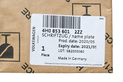 Volkswagen 4H0-853-601-2ZZ, 4H0 853 601 2ZZ Audi V8T Emblem NOS