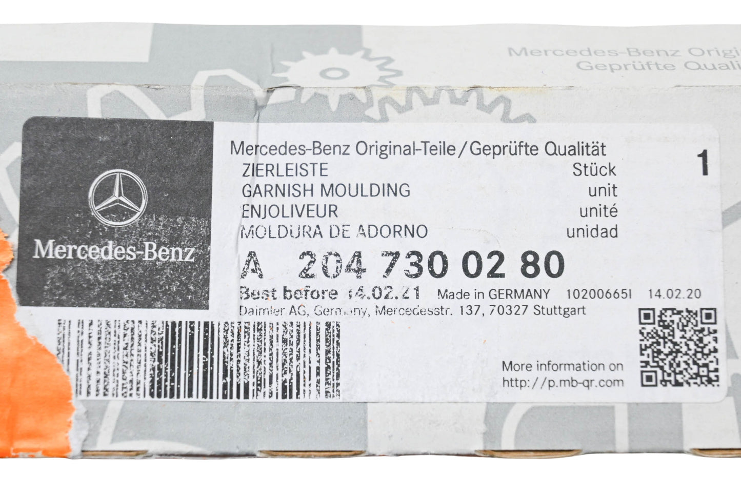 New OEM Mercedes-Benz 204 730 02 80 Garnish Moulding NOS