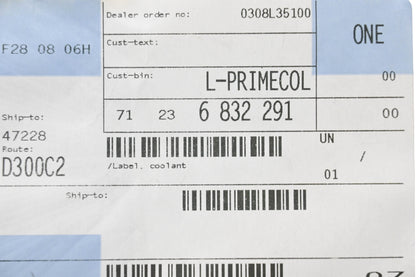 New OEM BMW 71 23 6 832 291 Coolant Label NOS