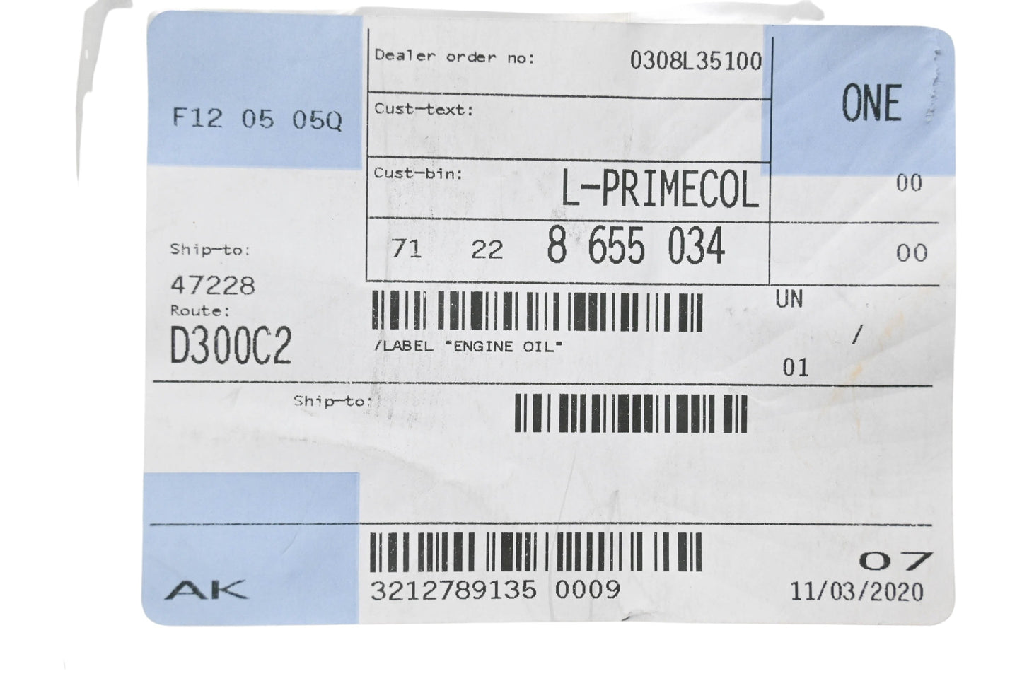 New OEM BMW 71 22 8 655 034 Info Label NOS