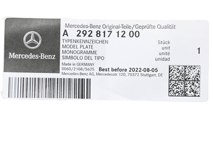 New OEM Mercedes-Benz 292 817 12 00 Model Plate NOS