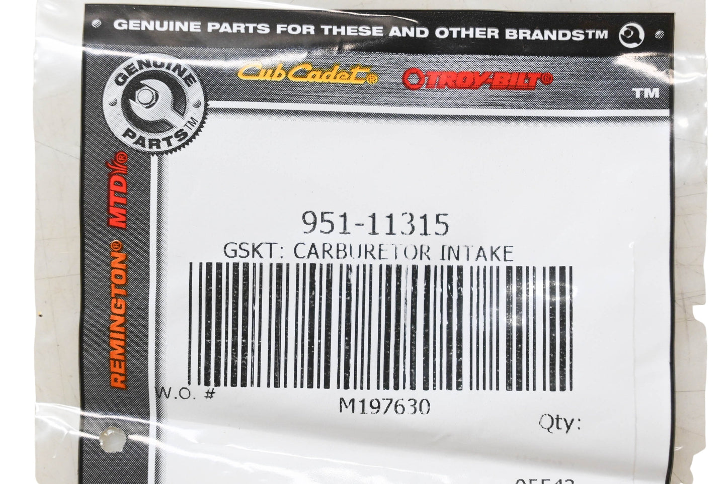 Cub Cadet 951-11315 Carburetor Intake Gasket NOS
