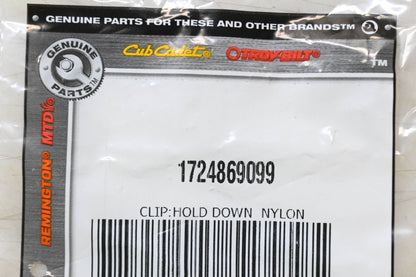 Cub Cadet 1724869099 Hold Down Clip NOS