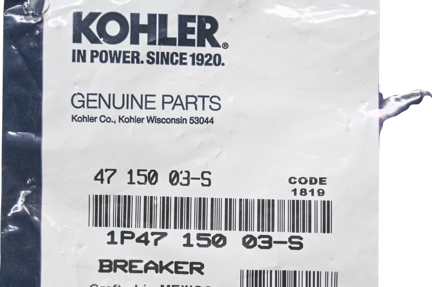 Kohler 47 150 03-S Breaker NOS
