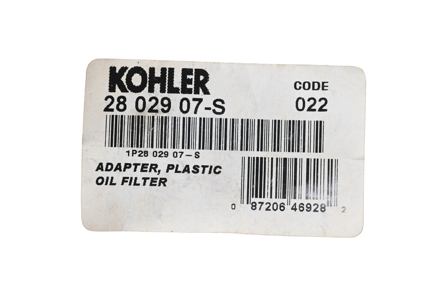 Kohler 28 029 07-S Plastic Oil Filter Adapter NOS